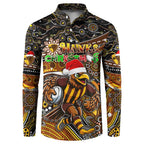 Merry Christmas AFL Hawks Button Sweatshirt Aboriginal Santa Football Mascot