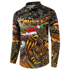Merry Christmas AFL Hawks Button Sweatshirt Aboriginal Santa Football Mascot