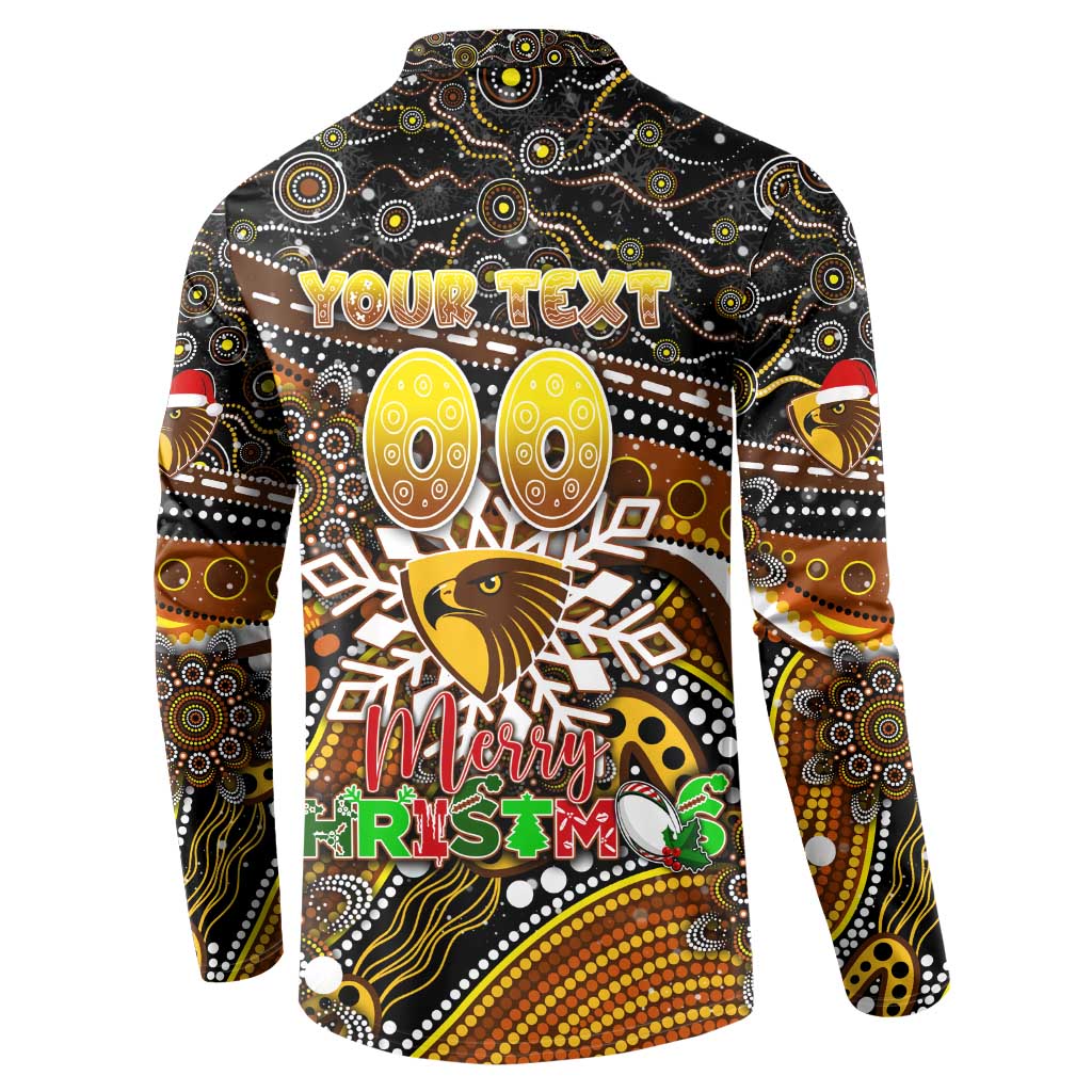 Merry Christmas AFL Hawks Button Sweatshirt Aboriginal Santa Football Mascot