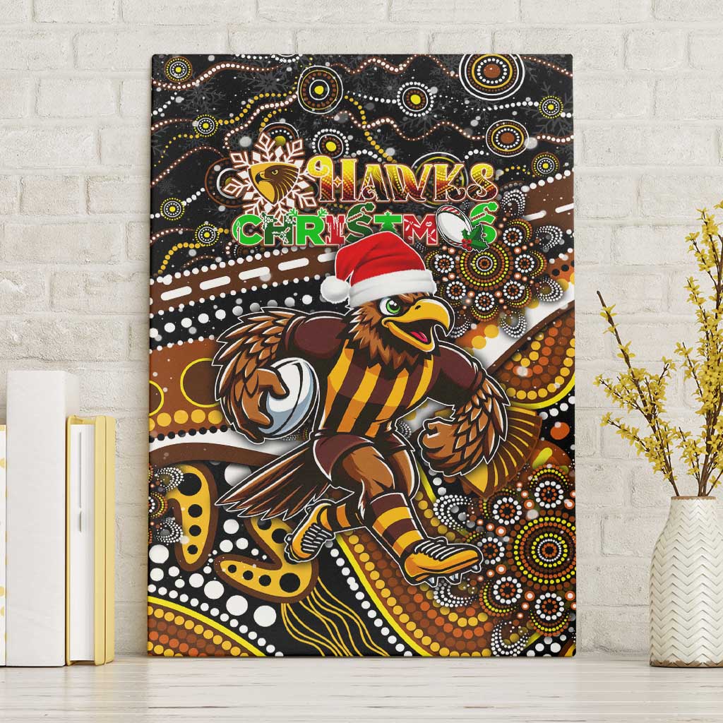Merry Christmas AFL Hawks Canvas Wall Art Aboriginal Santa Football Mascot
