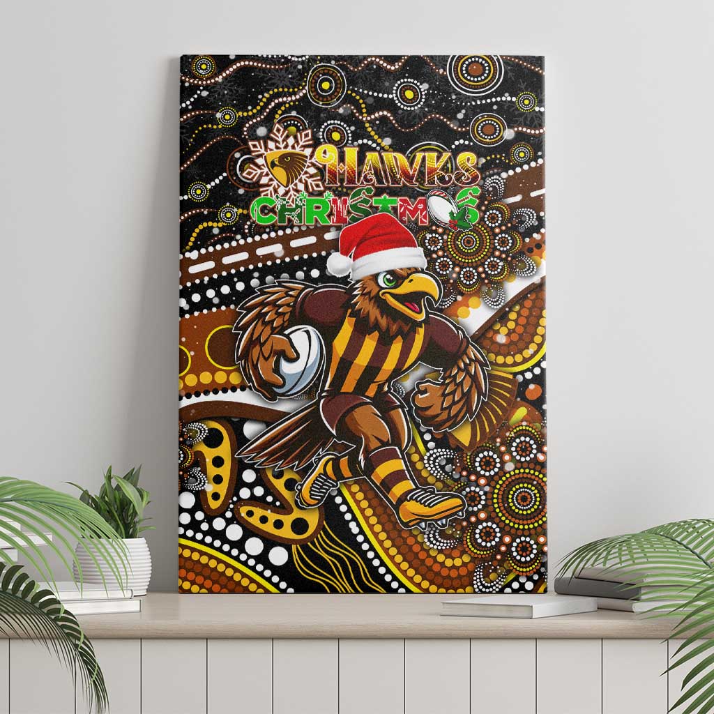 Merry Christmas AFL Hawks Canvas Wall Art Aboriginal Santa Football Mascot