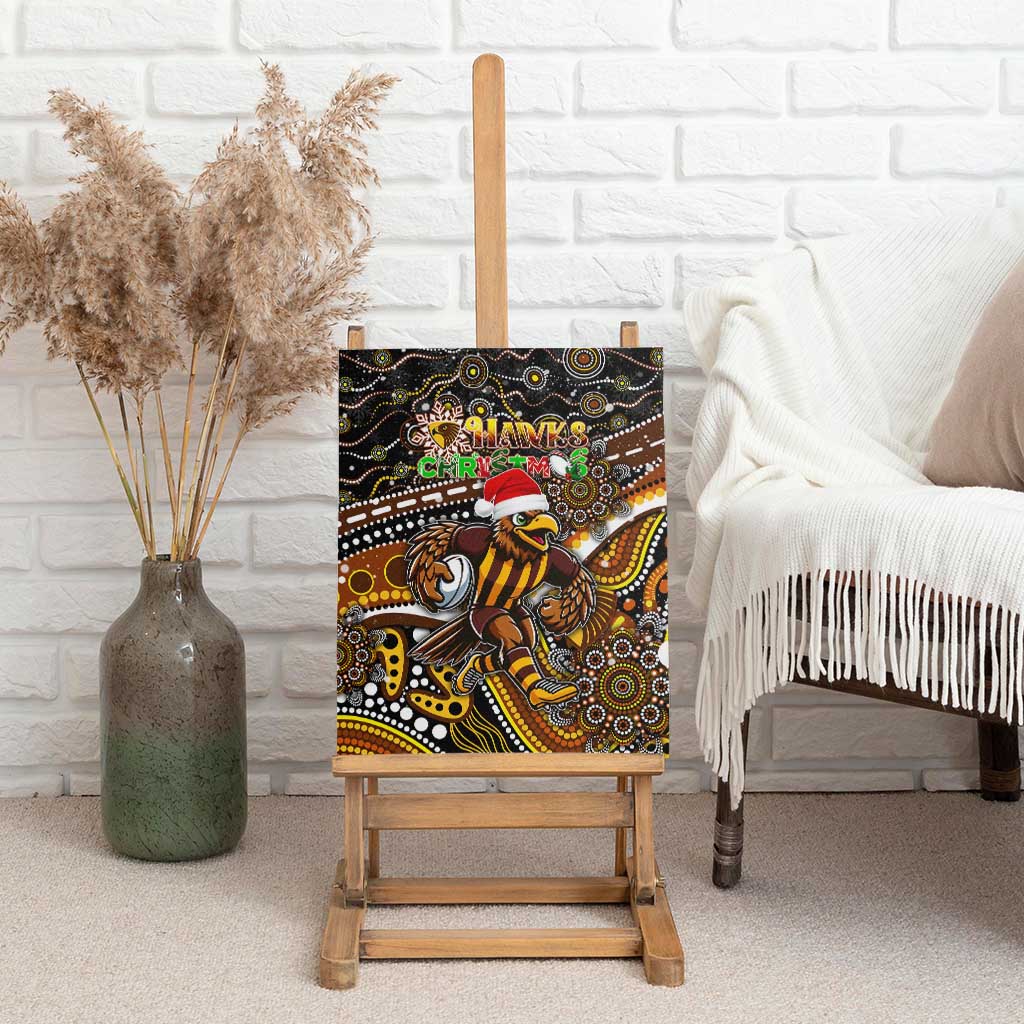 Merry Christmas AFL Hawks Canvas Wall Art Aboriginal Santa Football Mascot