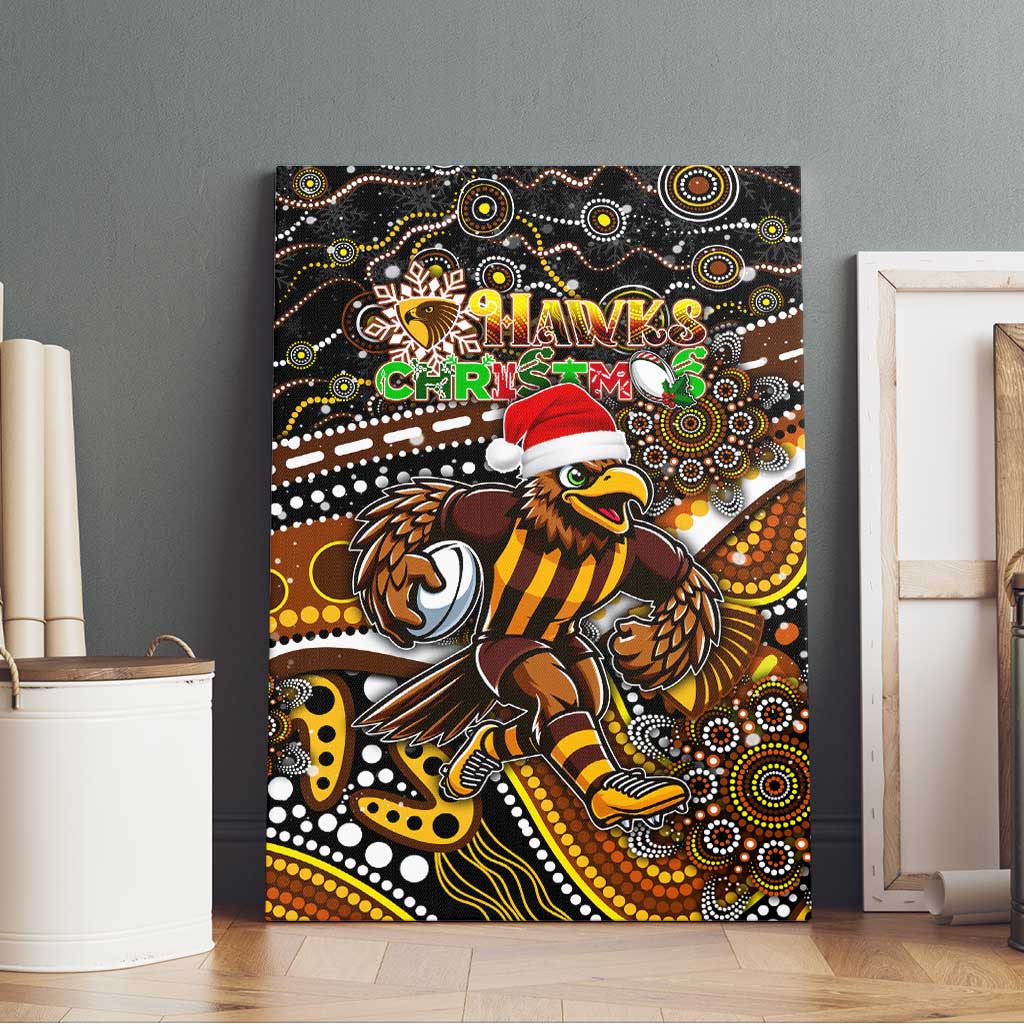 Merry Christmas AFL Hawks Canvas Wall Art Aboriginal Santa Football Mascot