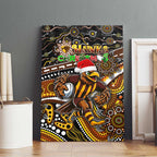 Merry Christmas AFL Hawks Canvas Wall Art Aboriginal Santa Football Mascot