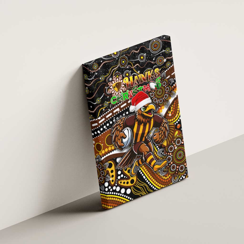 Merry Christmas AFL Hawks Canvas Wall Art Aboriginal Santa Football Mascot