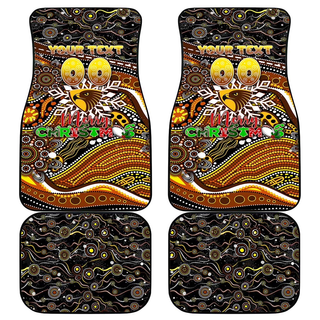 Merry Christmas AFL Hawks Car Mats Aboriginal Santa Football Mascot