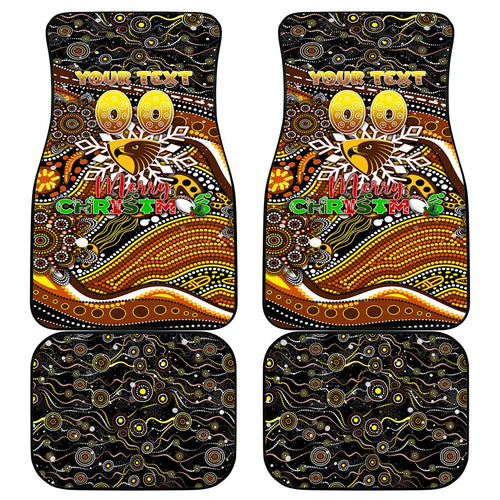 Merry Christmas AFL Hawks Car Mats Aboriginal Santa Football Mascot