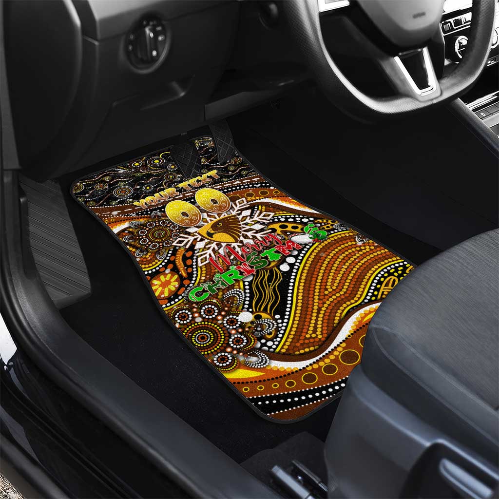 Merry Christmas AFL Hawks Car Mats Aboriginal Santa Football Mascot