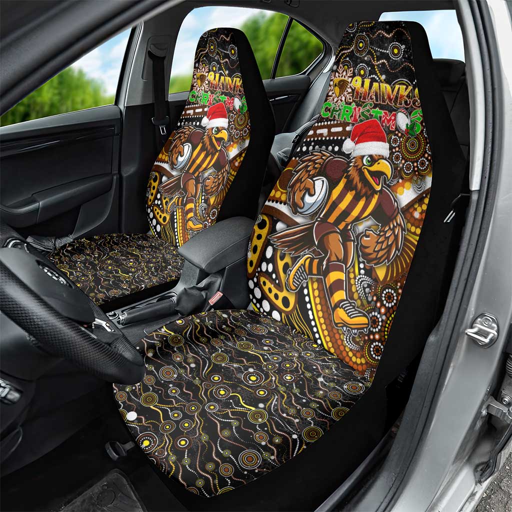 Merry Christmas AFL Hawks Car Seat Cover Aboriginal Santa Football Mascot