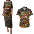Merry Christmas AFL Hawks Couples Matching Puletasi and Hawaiian Shirt Aboriginal Santa Football Mascot