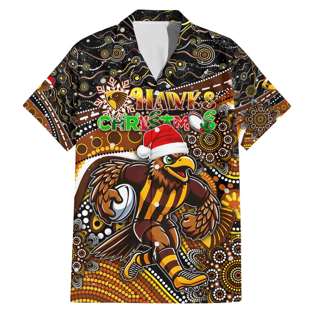 Merry Christmas AFL Hawks Family Matching Mermaid Dress and Hawaiian Shirt Aboriginal Santa Football Mascot