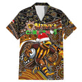 Merry Christmas AFL Hawks Family Matching Mermaid Dress and Hawaiian Shirt Aboriginal Santa Football Mascot