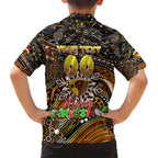 Merry Christmas AFL Hawks Family Matching Off Shoulder Maxi Dress and Hawaiian Shirt Aboriginal Santa Football Mascot