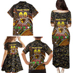 Merry Christmas AFL Hawks Family Matching Puletasi and Hawaiian Shirt Aboriginal Santa Football Mascot