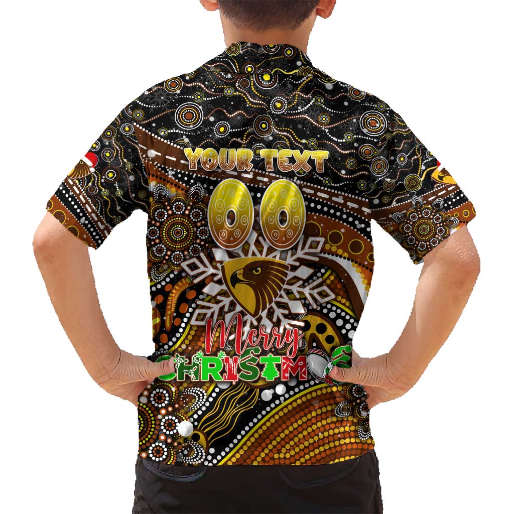 Merry Christmas AFL Hawks Family Matching Summer Maxi Dress and Hawaiian Shirt Aboriginal Santa Football Mascot