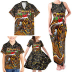 Merry Christmas AFL Hawks Family Matching Tank Maxi Dress and Hawaiian Shirt Aboriginal Santa Football Mascot