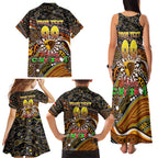 Merry Christmas AFL Hawks Family Matching Tank Maxi Dress and Hawaiian Shirt Aboriginal Santa Football Mascot
