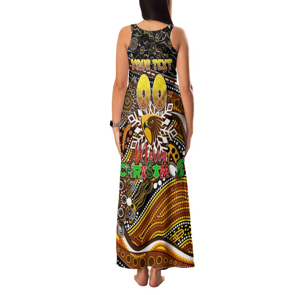 Merry Christmas AFL Hawks Family Matching Tank Maxi Dress and Hawaiian Shirt Aboriginal Santa Football Mascot