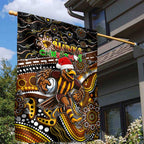 Merry Christmas AFL Hawks Garden Flag Aboriginal Santa Football Mascot