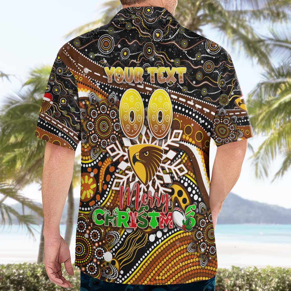 Merry Christmas AFL Hawks Hawaiian Shirt Aboriginal Santa Football Mascot