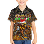 Merry Christmas AFL Hawks Hawaiian Shirt Aboriginal Santa Football Mascot