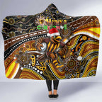 Merry Christmas AFL Hawks Hooded Blanket Aboriginal Santa Football Mascot