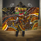 Merry Christmas AFL Hawks Hooded Blanket Aboriginal Santa Football Mascot