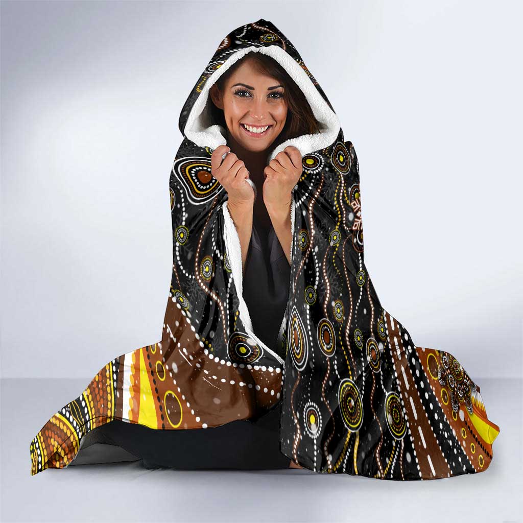 Merry Christmas AFL Hawks Hooded Blanket Aboriginal Santa Football Mascot
