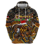 Merry Christmas AFL Hawks Hoodie Aboriginal Santa Football Mascot
