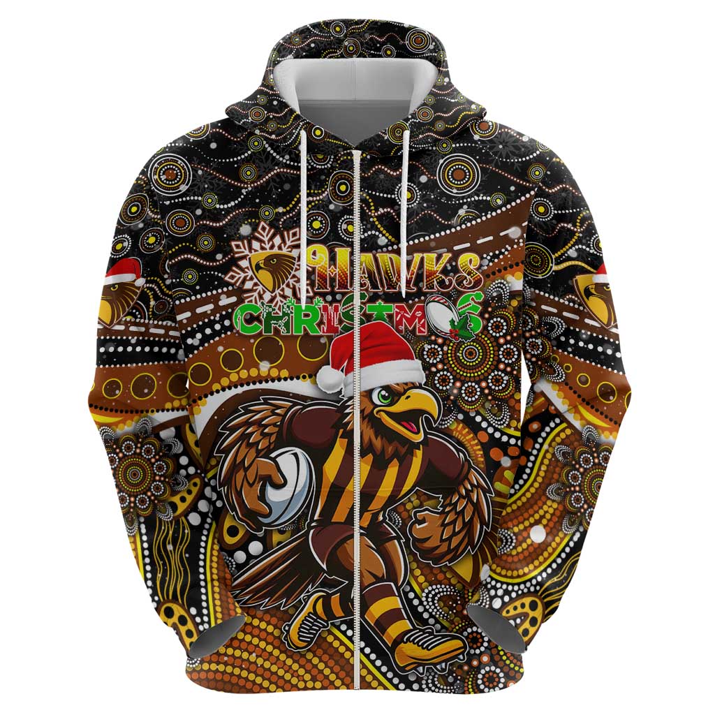 Merry Christmas AFL Hawks Hoodie Aboriginal Santa Football Mascot