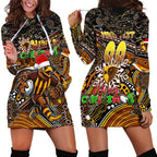 Merry Christmas AFL Hawks Hoodie Dress Aboriginal Santa Football Mascot