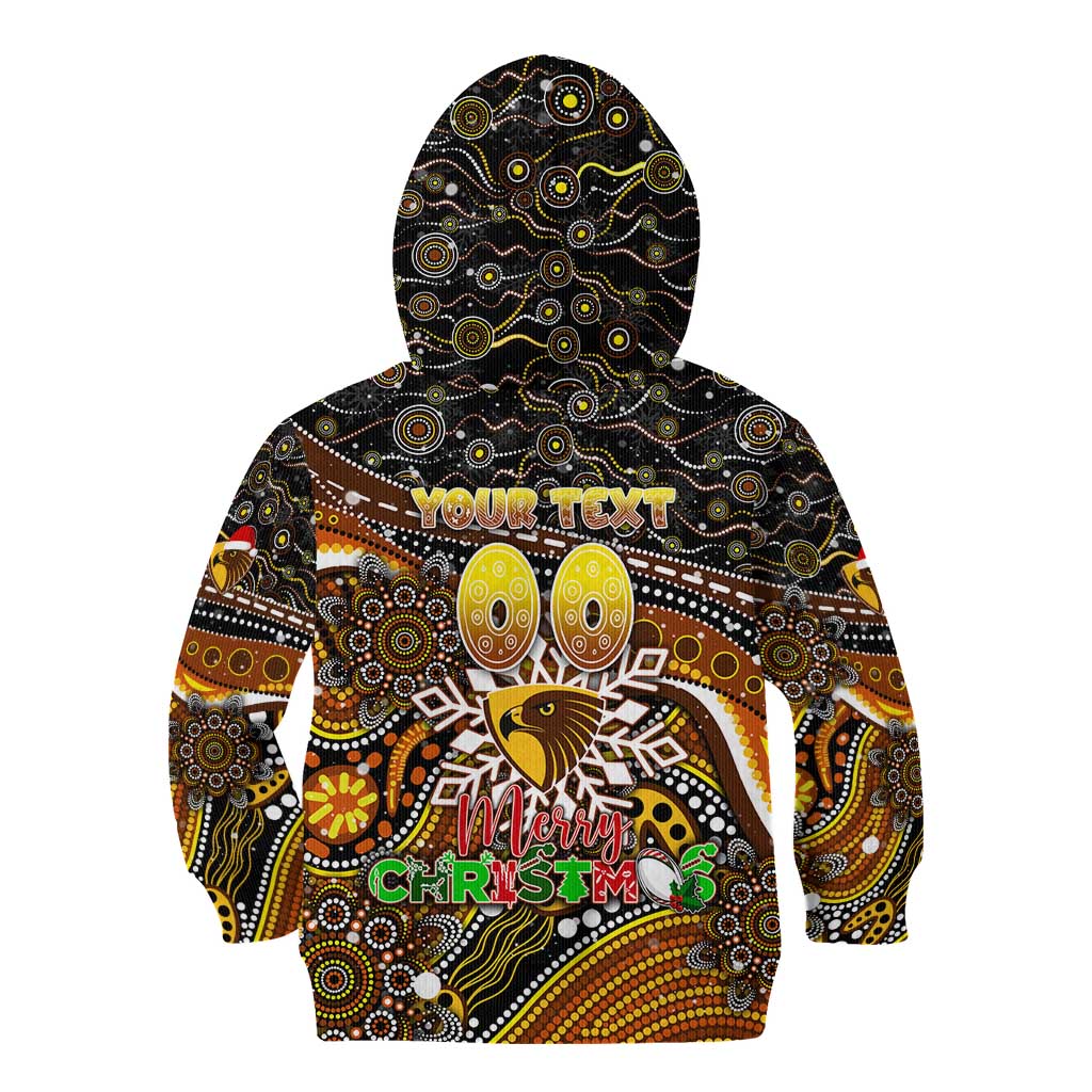 Merry Christmas AFL Hawks Kid Hoodie Aboriginal Santa Football Mascot