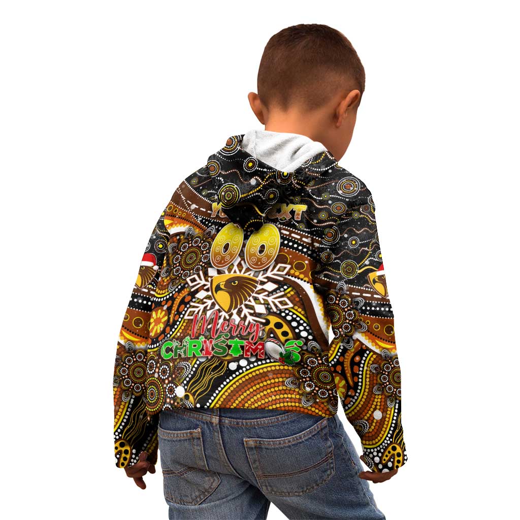 Merry Christmas AFL Hawks Kid Hoodie Aboriginal Santa Football Mascot