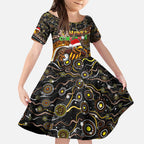 Merry Christmas AFL Hawks Kid Short Sleeve Dress Aboriginal Santa Football Mascot