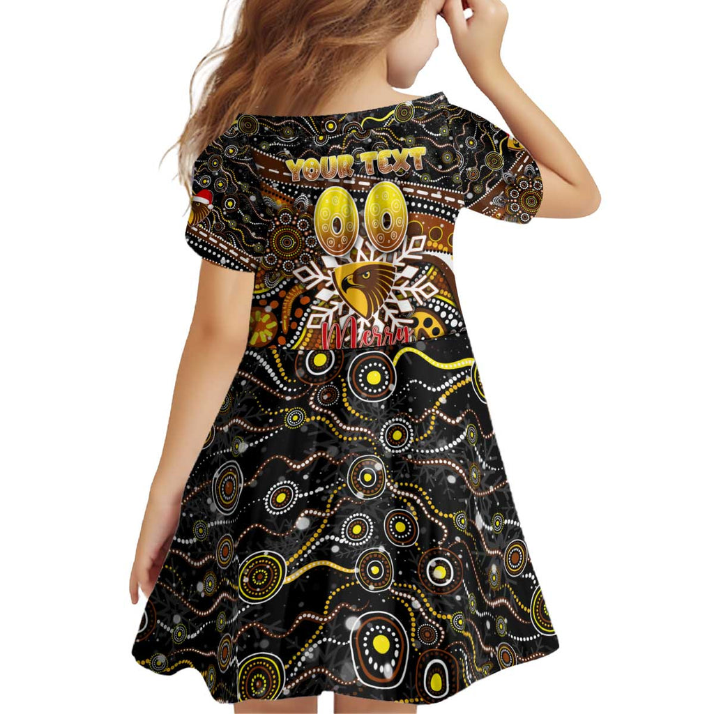 Merry Christmas AFL Hawks Kid Short Sleeve Dress Aboriginal Santa Football Mascot