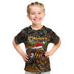 Merry Christmas AFL Hawks Kid T Shirt Aboriginal Santa Football Mascot