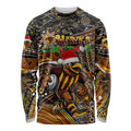 Merry Christmas AFL Hawks Long Sleeve Shirt Aboriginal Santa Football Mascot