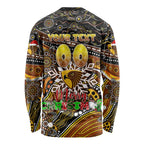 Merry Christmas AFL Hawks Long Sleeve Shirt Aboriginal Santa Football Mascot