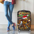 Merry Christmas AFL Hawks Luggage Cover Aboriginal Santa Football Mascot