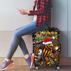 Merry Christmas AFL Hawks Luggage Cover Aboriginal Santa Football Mascot