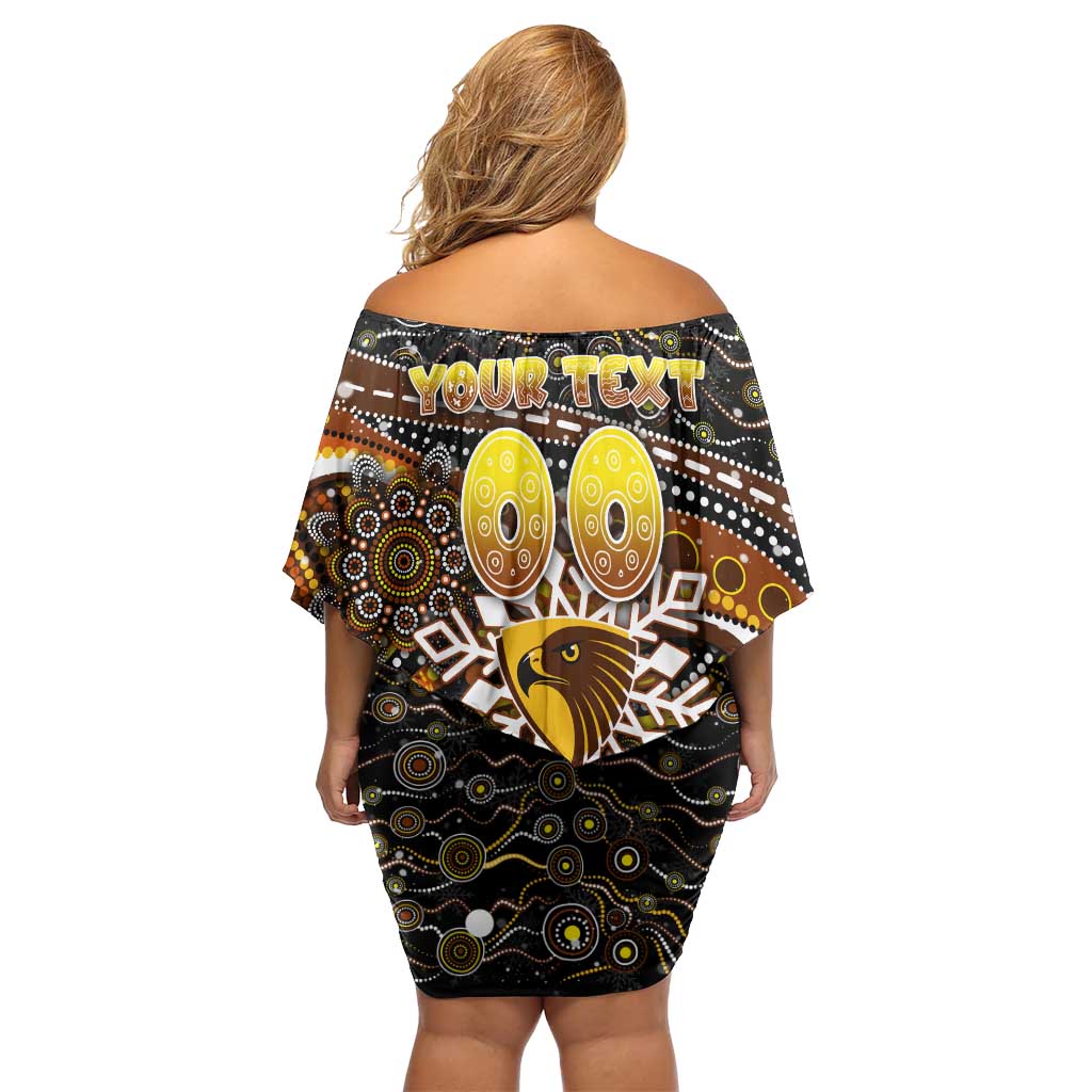 Merry Christmas AFL Hawks Off Shoulder Short Dress Aboriginal Santa Football Mascot