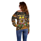 Merry Christmas AFL Hawks Off Shoulder Sweater Aboriginal Santa Football Mascot