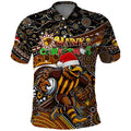 Merry Christmas AFL Hawks Polo Shirt Aboriginal Santa Football Mascot