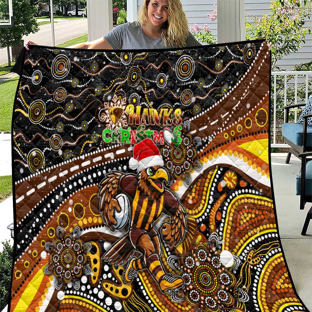 Merry Christmas AFL Hawks Quilt Aboriginal Santa Football Mascot