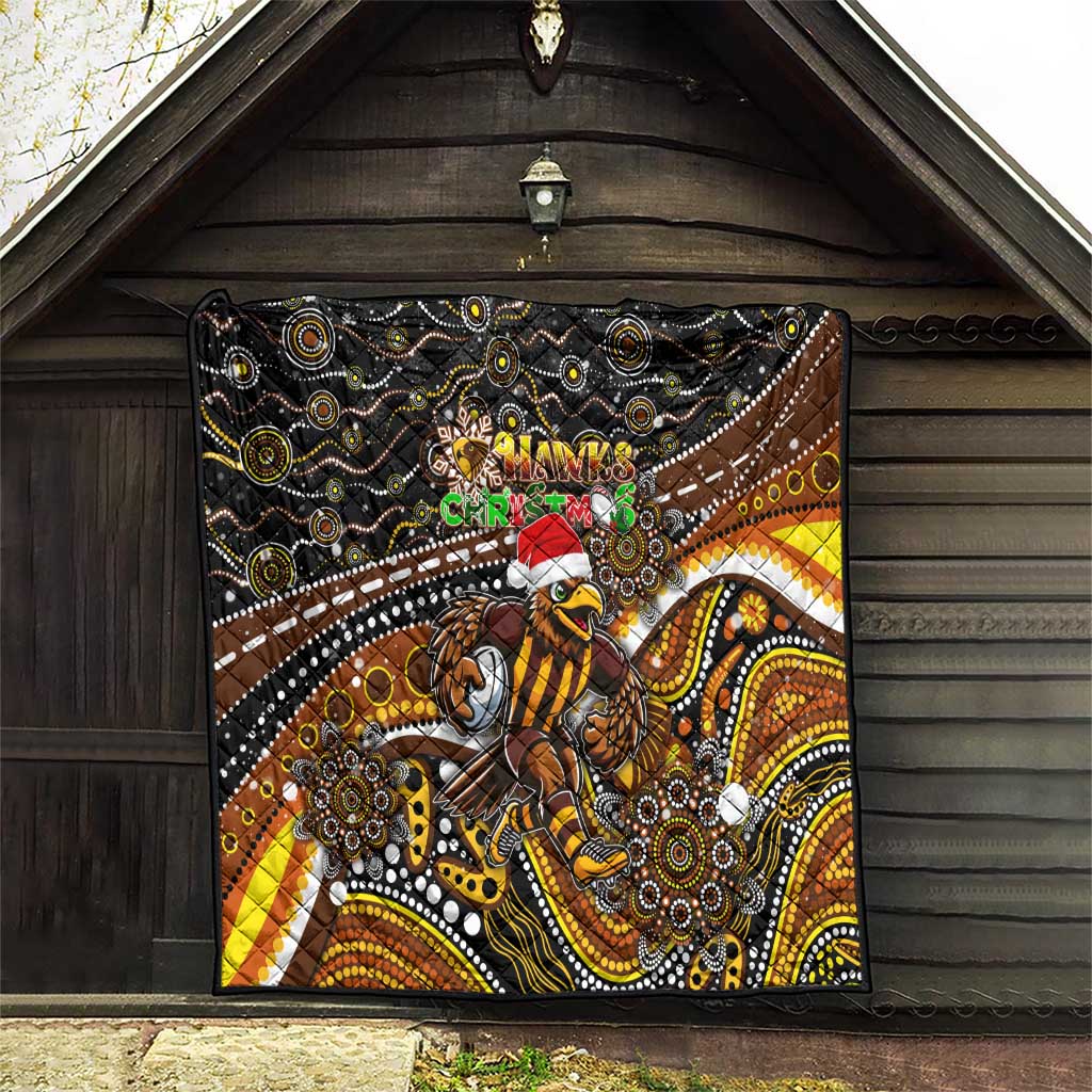 Merry Christmas AFL Hawks Quilt Aboriginal Santa Football Mascot