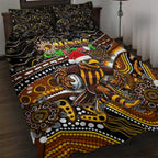 Merry Christmas AFL Hawks Quilt Bed Set Aboriginal Santa Football Mascot