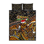 Merry Christmas AFL Hawks Quilt Bed Set Aboriginal Santa Football Mascot