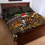 Merry Christmas AFL Hawks Quilt Bed Set Aboriginal Santa Football Mascot