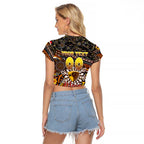 Merry Christmas AFL Hawks Raglan Cropped T Shirt Aboriginal Santa Football Mascot