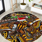 Merry Christmas AFL Hawks Round Carpet Aboriginal Santa Football Mascot